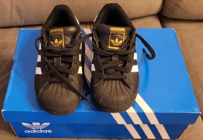 Tênis Infantil Adidas Superstar Preto Original - Tamanho 28 - Foto 2