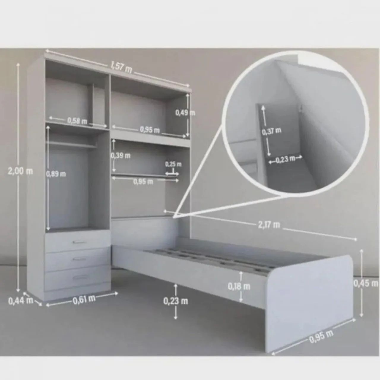 Guarda-roupa com cama embutida