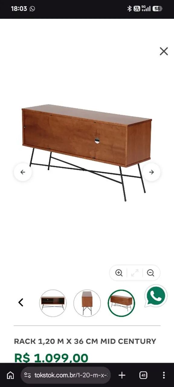 RACK 1,20 M X 36 CM MID CENTURY - Foto 3