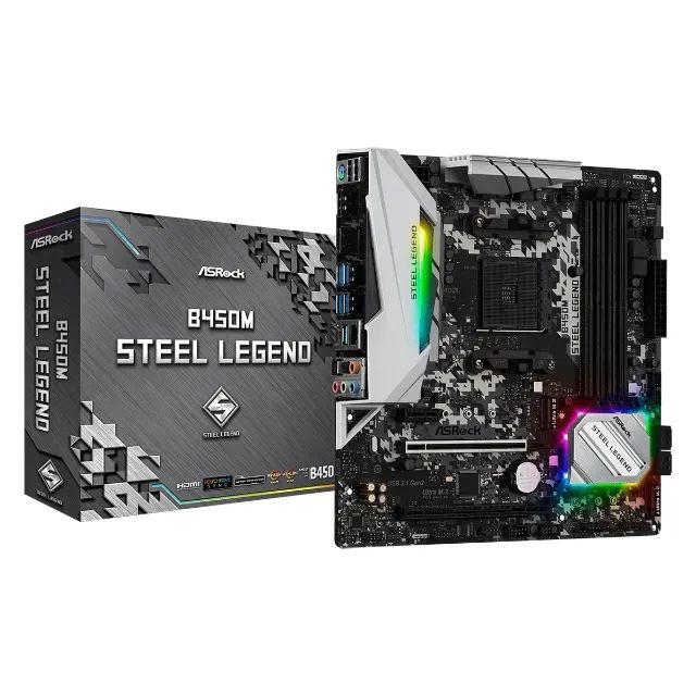 Placa Mãe ASRock B450M Steel Legend, Chipset B450, AMD AM4, mATX, DDR4-Loja Fs