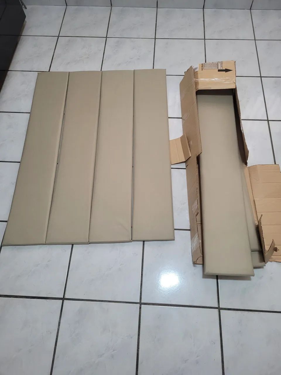 Placas cabeceira cama Queen Bege - Foto 5
