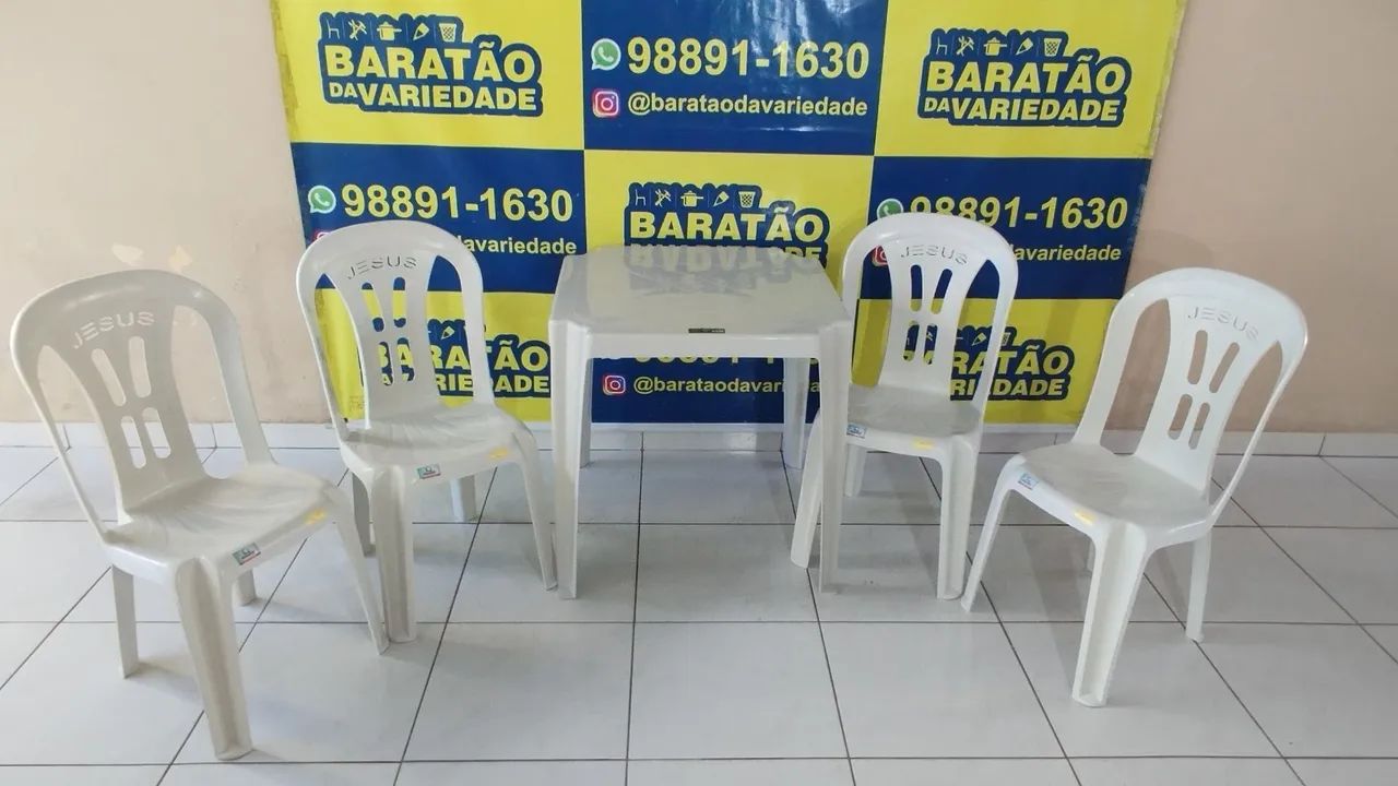  JOGO DE MESA JESUS BRANCO COM MESA 72*72*70 - Foto 3