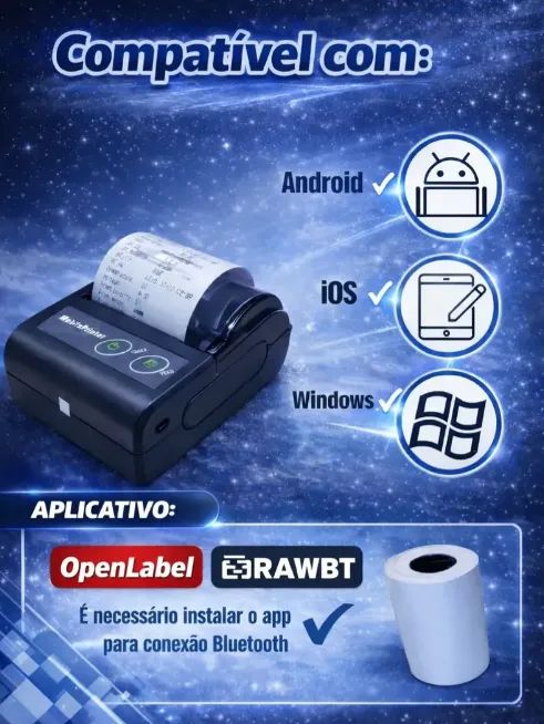 Mini Impressora Portátil Bluetooth 58mm Android Ios Premium - Foto 4