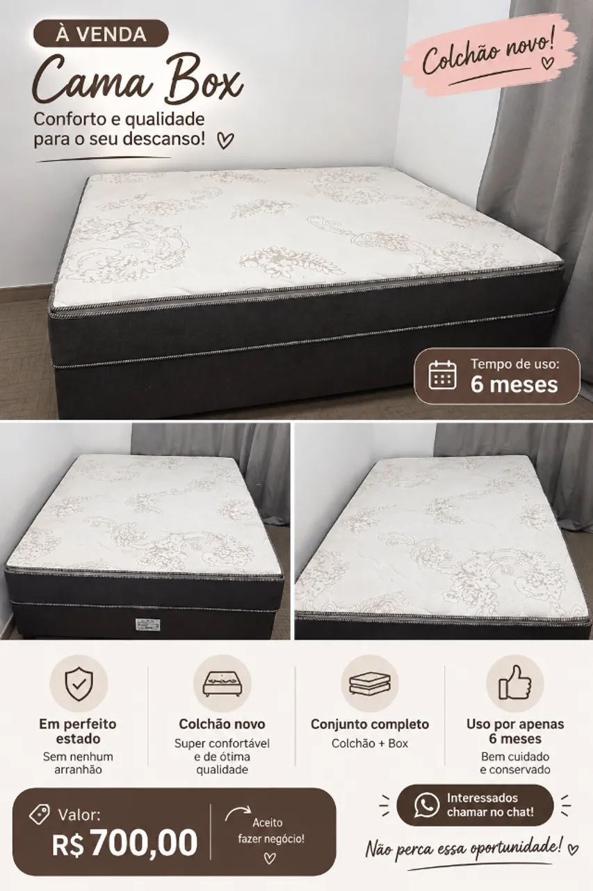 Cama box semi nova 