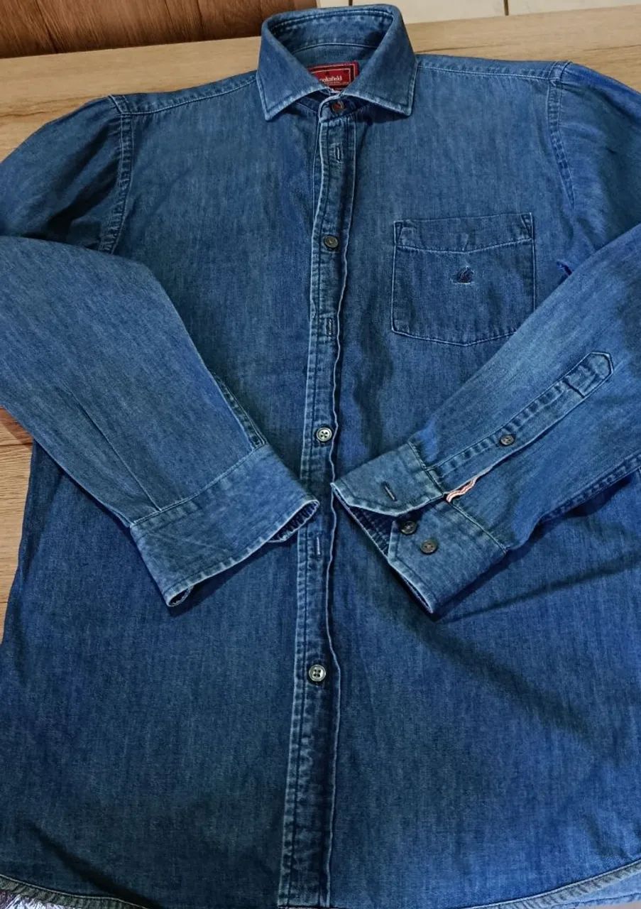 Camisa Jeans Conservada Original Brooksfield P/M - Foto 2