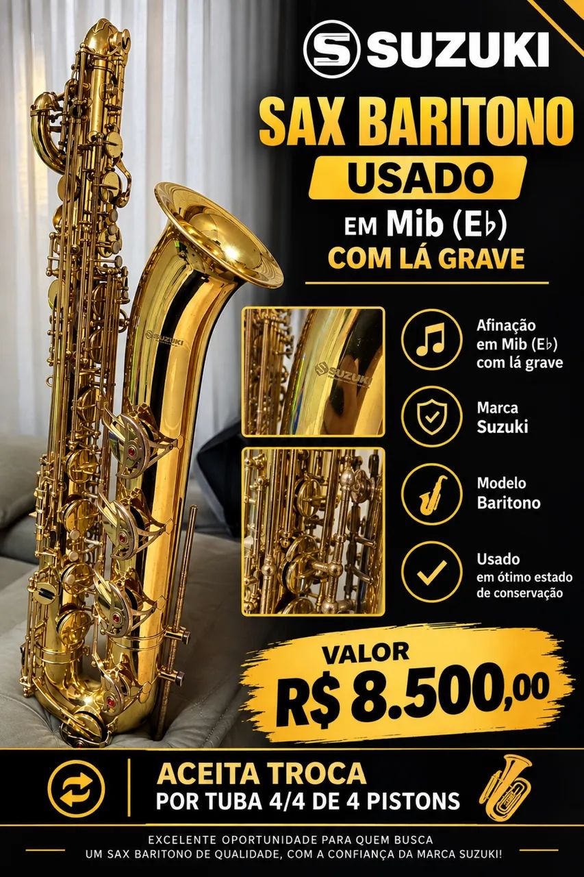 Sax baritono em mib lá grave 