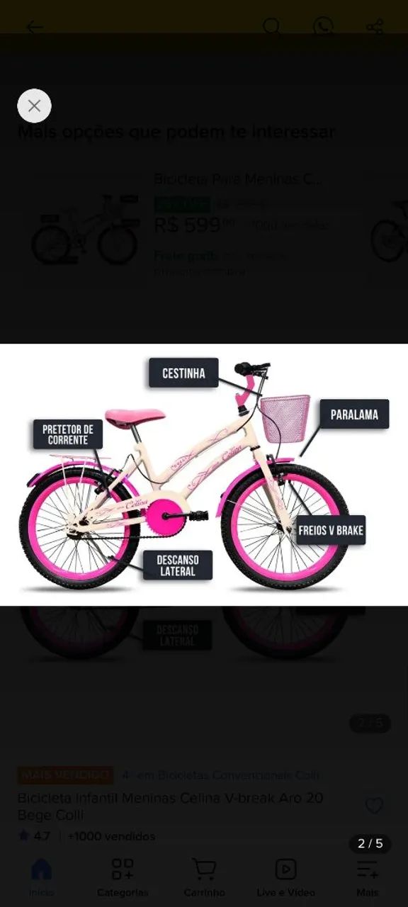 Bicicleta infantil aro 20
