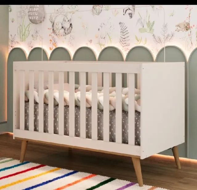 berço em mdf e madeira para bebê com colchão - Foto 3