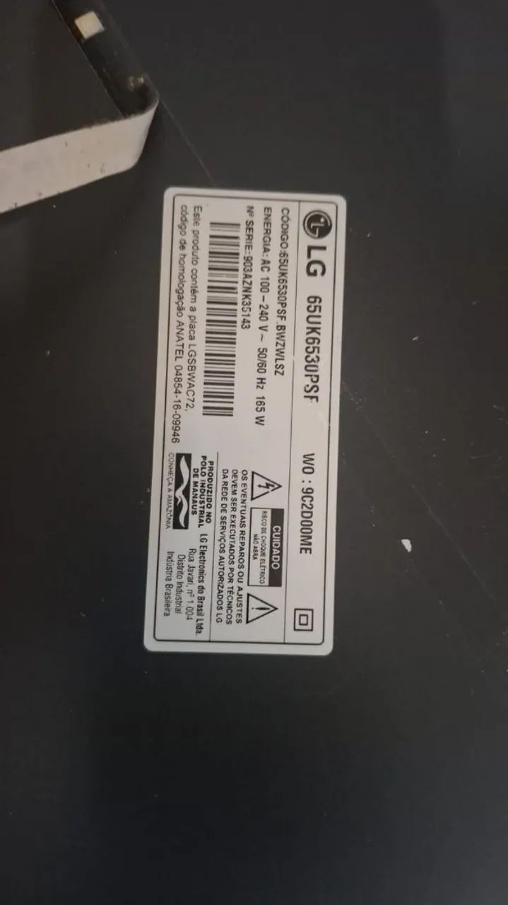 Vendo uma tv lg de 65 polegadas com defeito.. para retirar peças 