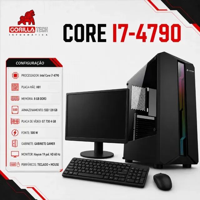 PC Completo i7-4790 GT 730 8GB SSD 120GB + Monitor 19