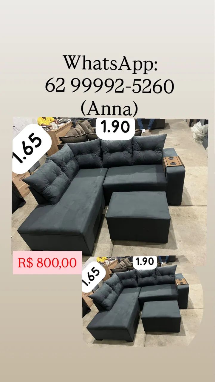 Sofá de canto  com puff 