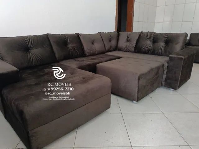 Sofá Modulado Grande Toro com Chaise e Puff D33 Conforto Premium Sala Ampla