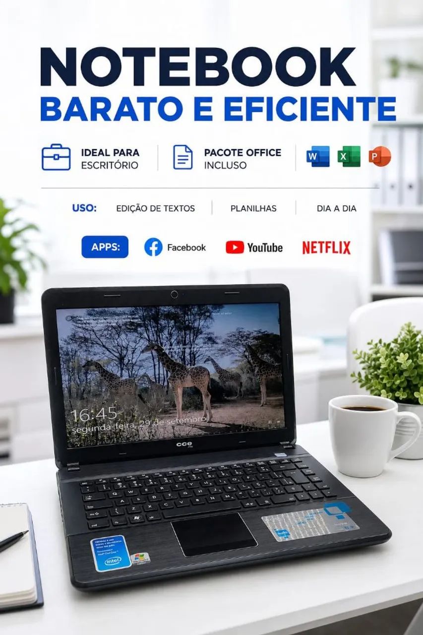 Notebook SSD 240gb 4gb memória Intel atom windows 10