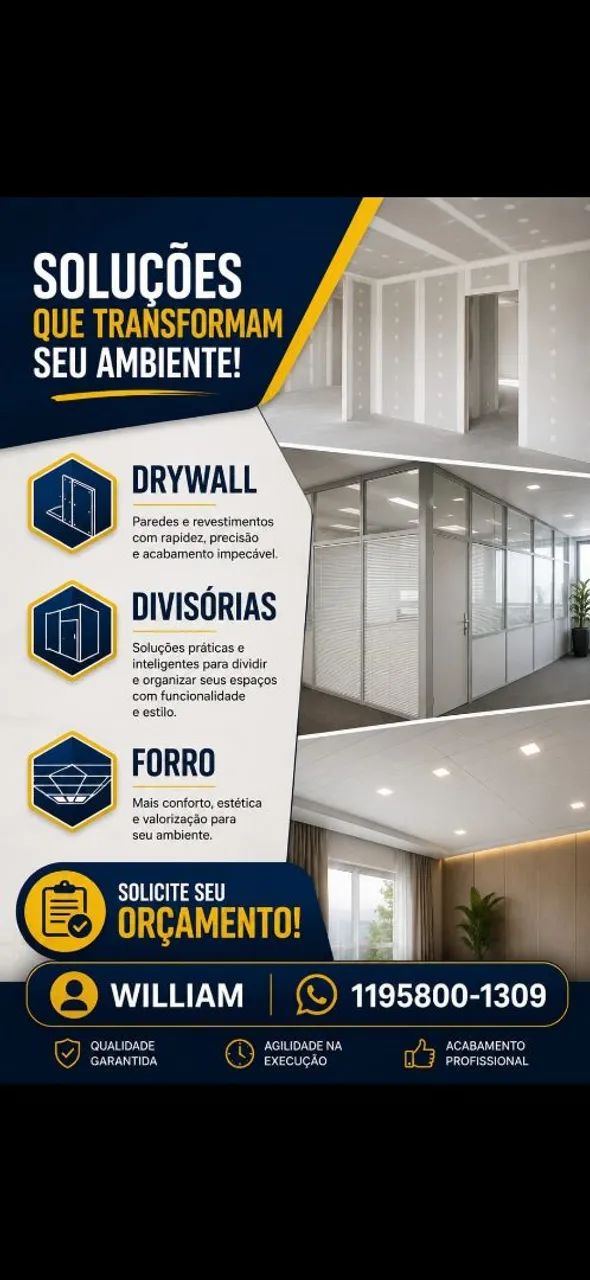 Instalação de divisórias e forros 