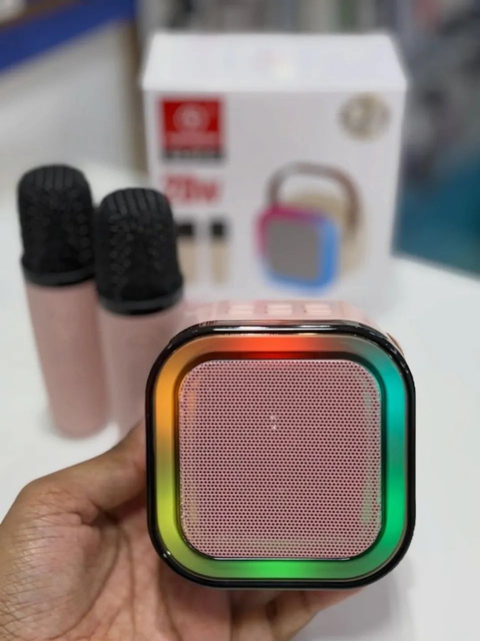 Caixa de Som Karaokê 20w Dois Microfones - Entrega Grátis - Foto 4