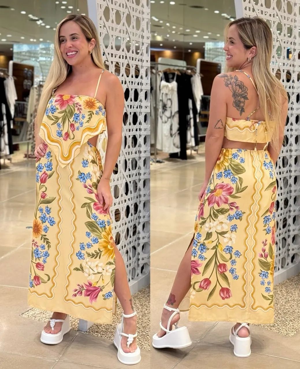 Vestido lenço midi floral Mari farm 