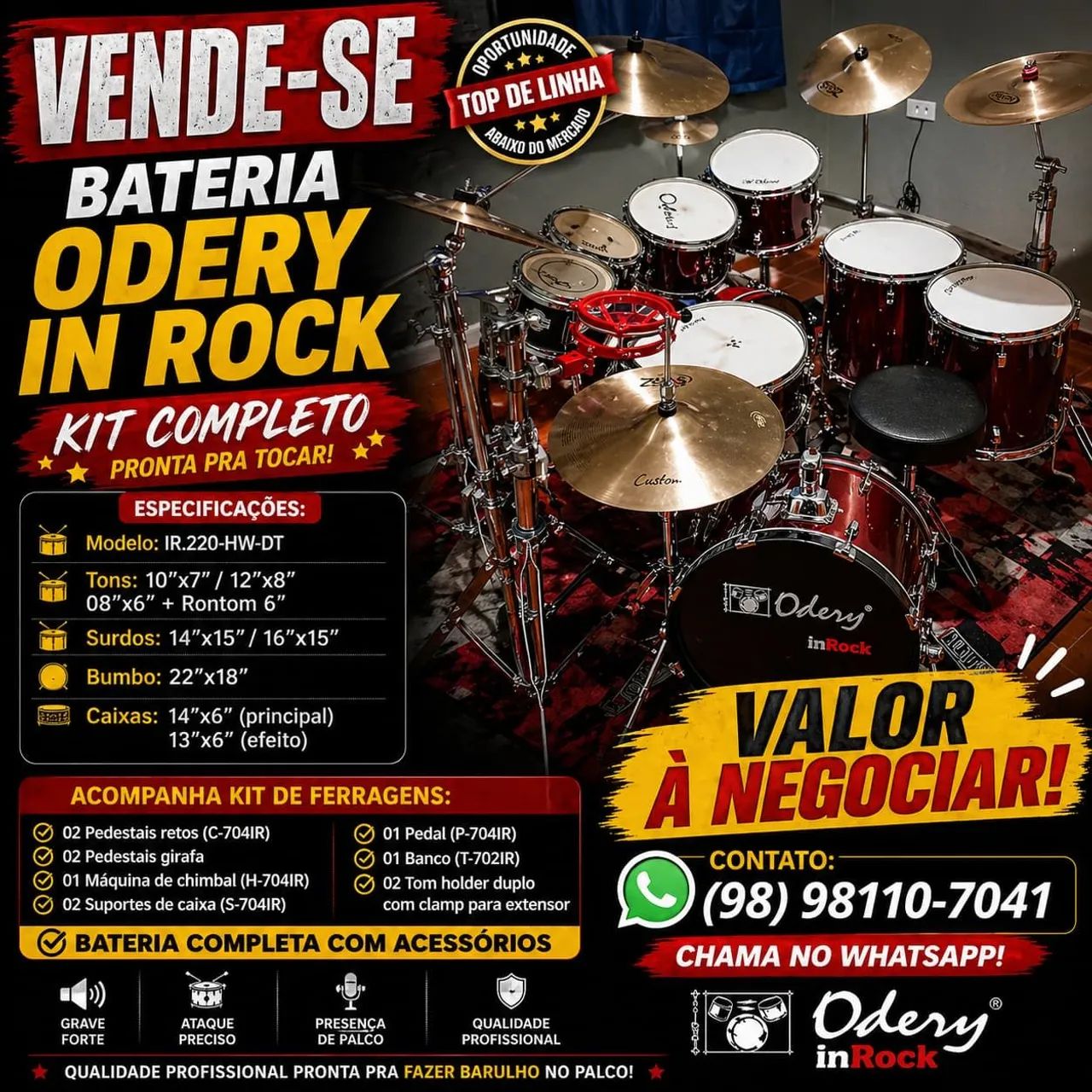*BATERIA COMPLETA SEM USO* OLDERY 