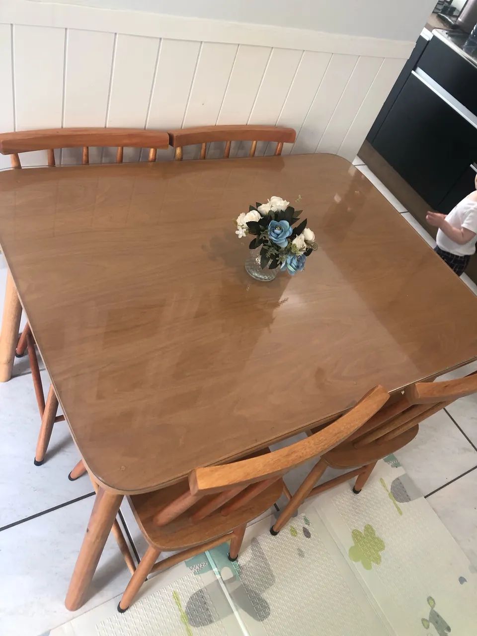 Mesa de madeira maciça com vidro temperado sob medida 65171914704642122