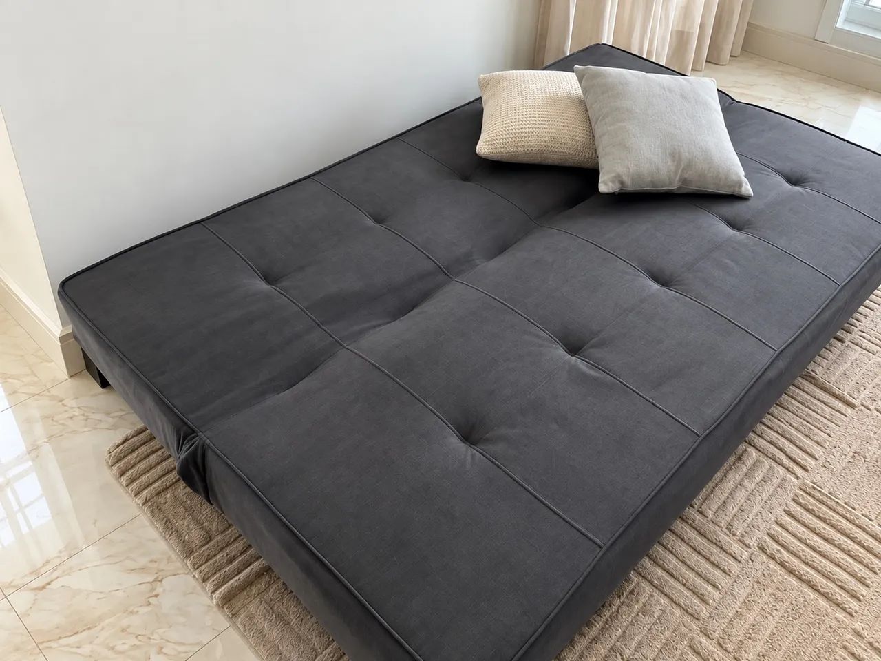 Sofá-Cama 3 Lugares Cinza - Confortável e Espaçoso - Foto 2