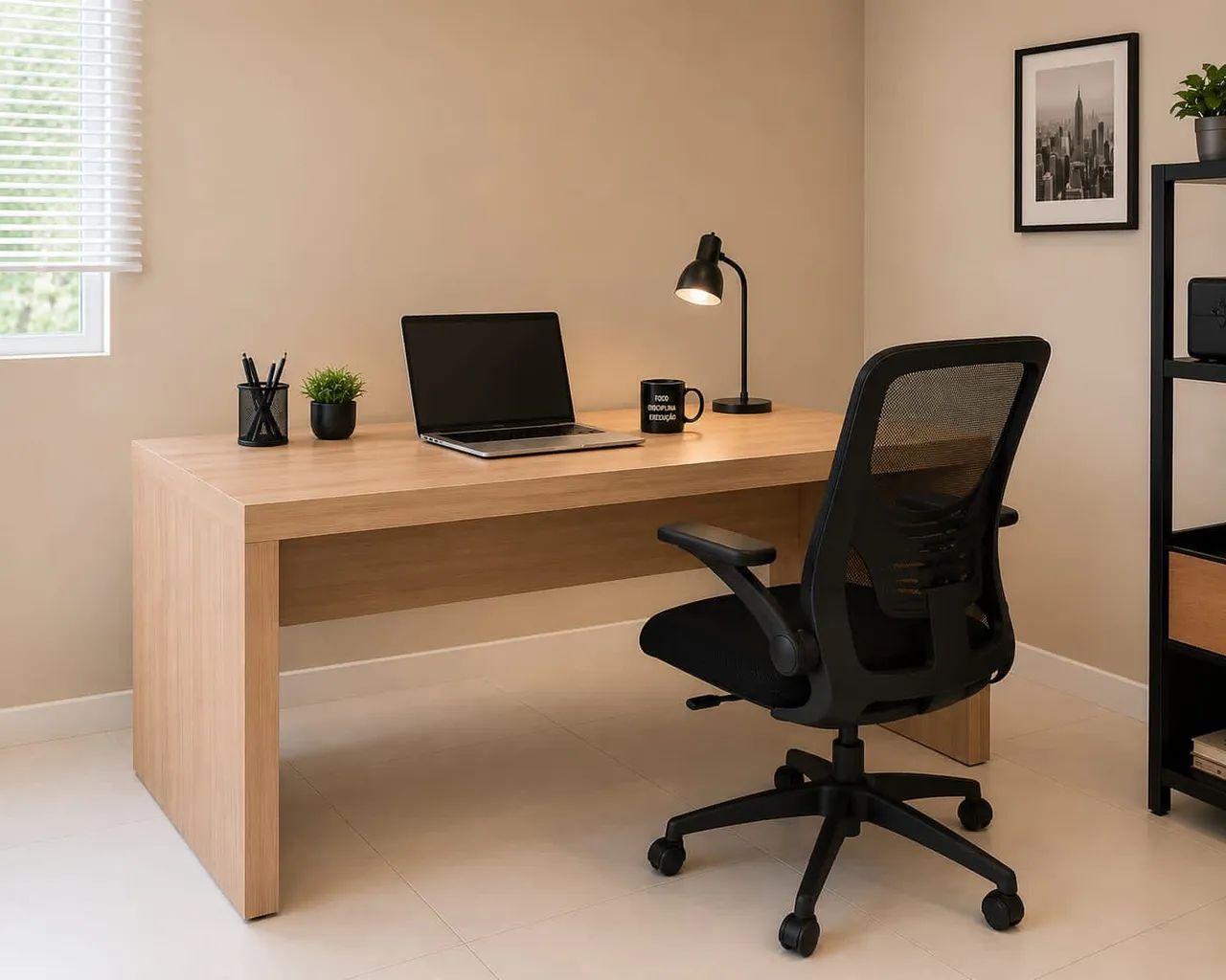 Mesa 1.60 e cadeira executiva para escritório 
