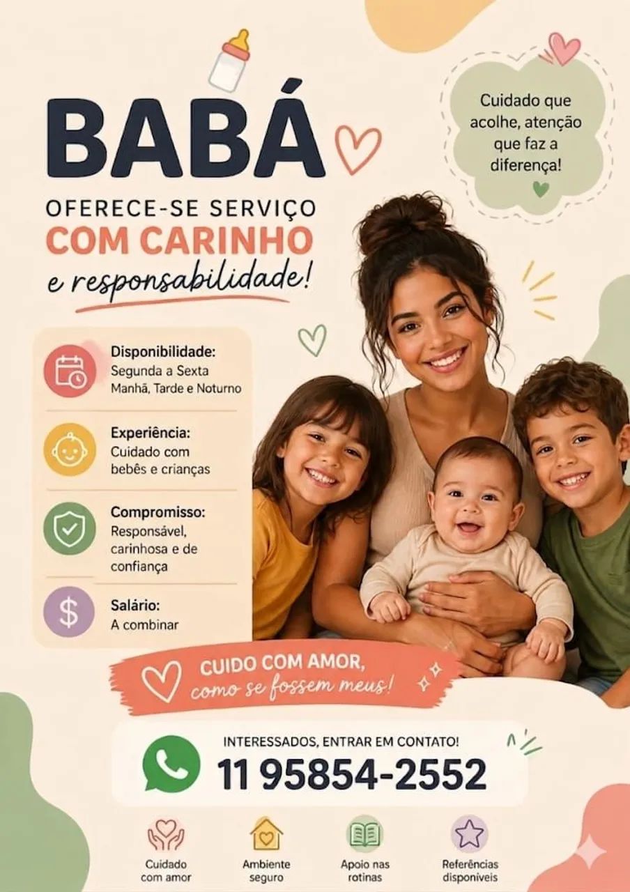 Serviço de Babá com carinho e responsabilidade