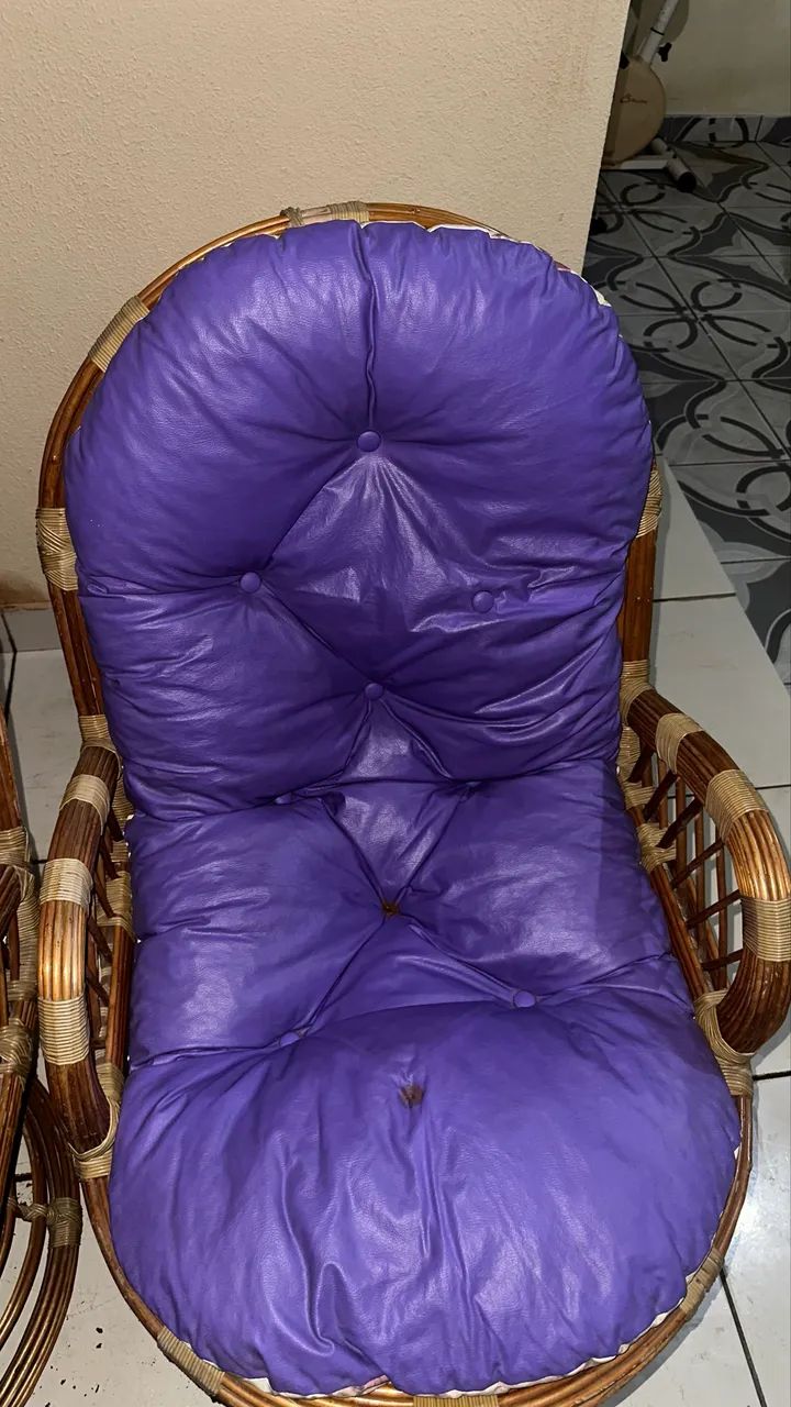 4 cadeiras de bambu + mesa de bambu com tampo de vidro + suporte de livros de bambu  - Foto 2