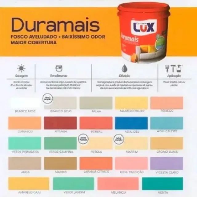 Tinta LUX DURAMAIS  AREIA,AZUL AQUA,VERDE PRIMAVERA 2