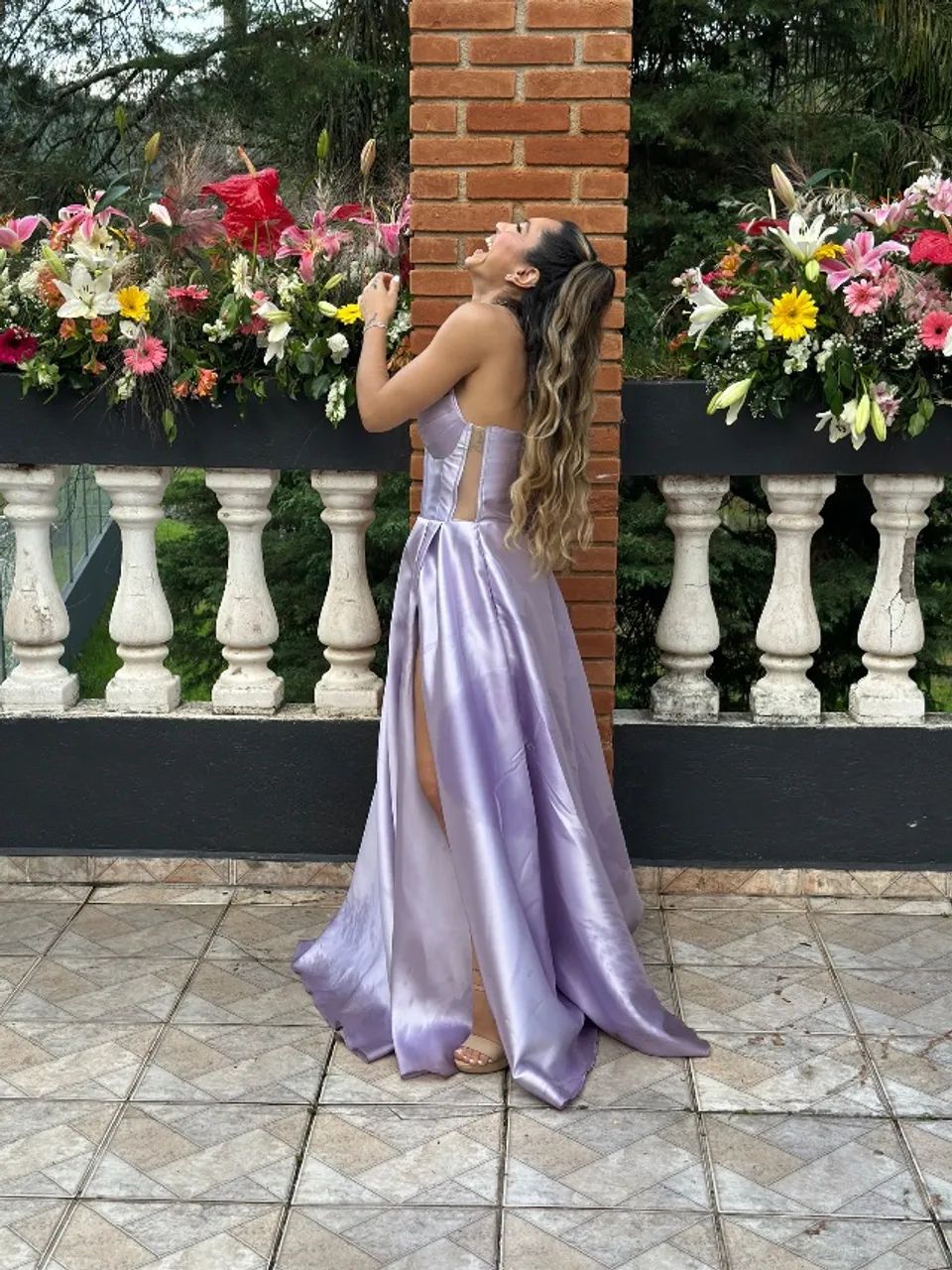VESTIDO  DE FESTA - LILÁS - CETIM - Foto 4