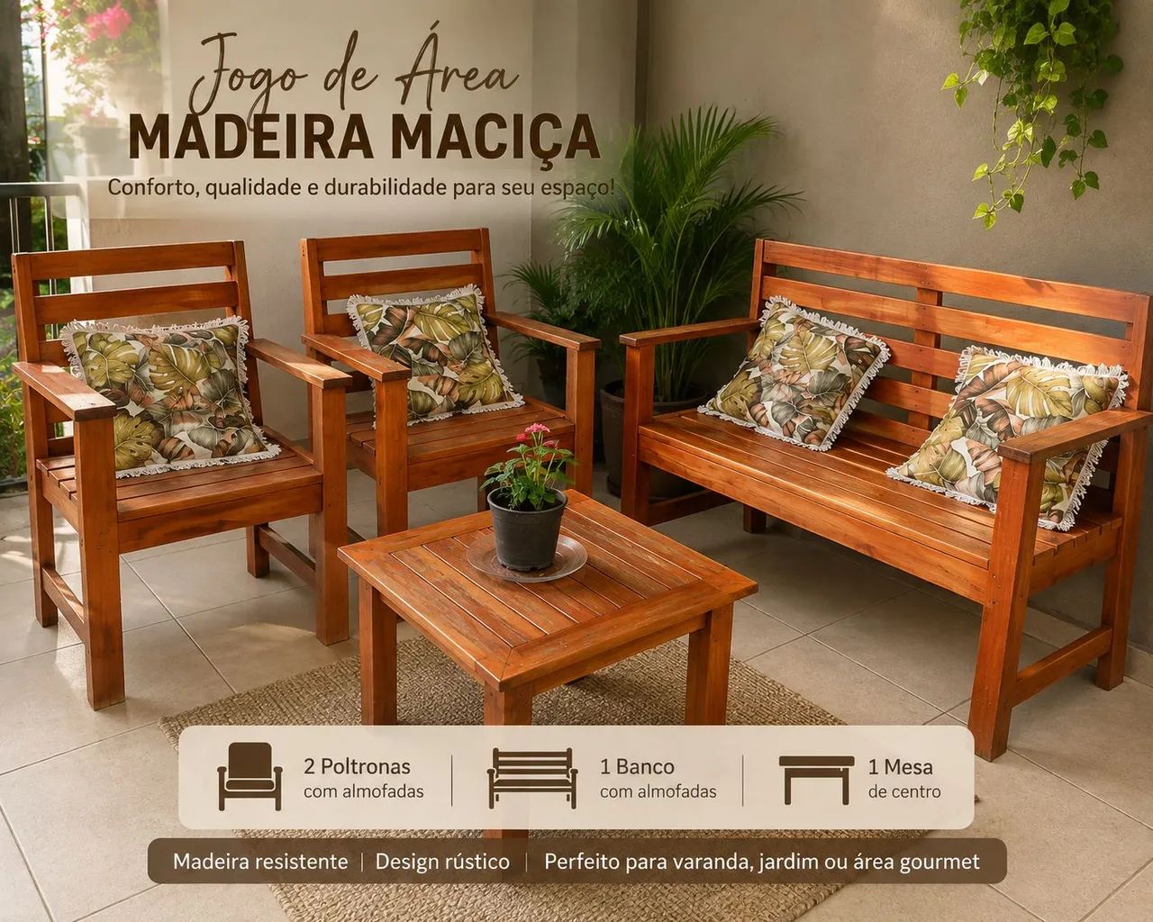 Conjunto de área de madeira - Foto 2