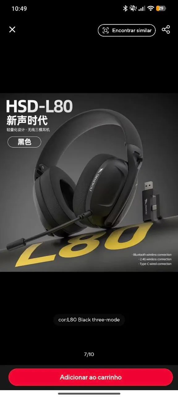 Headset gamer smailwolf L80 tri-mode