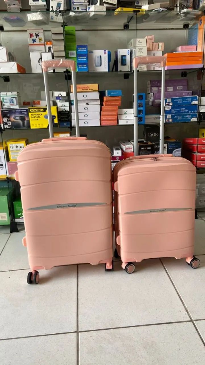 Kit 2 Malas de Viagem Amazon Tourist Rosê - Foto 4