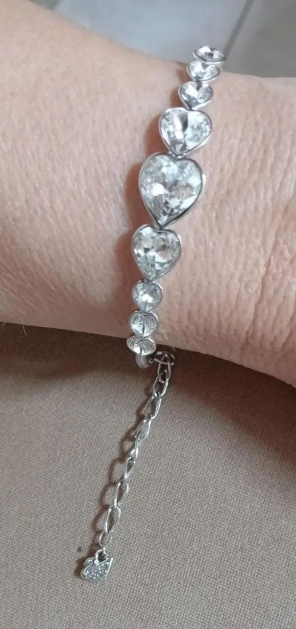 Pulseira Swarovski corações cristais - Foto 2