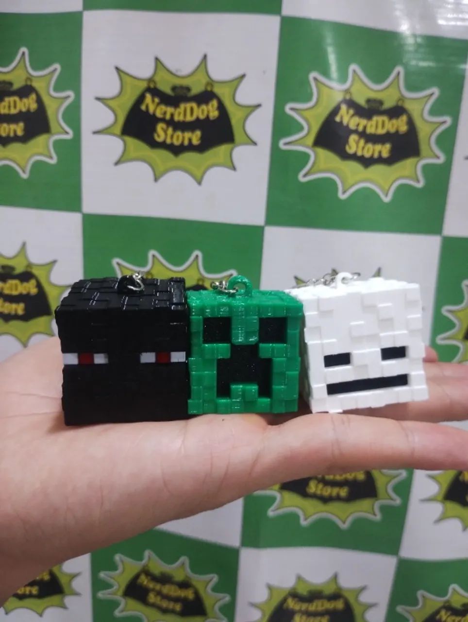 Chaveiros Minecraft Head Creeper Skeleton Enderman - NerdDog Store - Foto 2