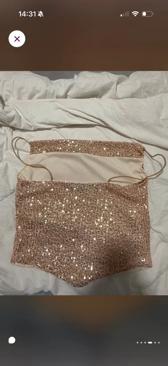 Blusa com brilho paete dourada pp - Foto 4