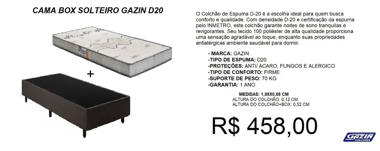 Colchão + box - compre hoje e receba em até 72 horas 