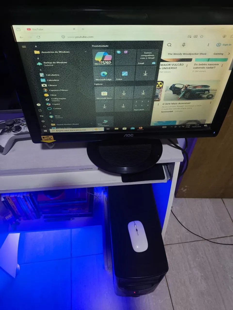 PC Desktop-Wi-Fi/Bluetooth Interno + Mouse Sem Fio(com wi-fi e Bluetooth)Leia a descrição