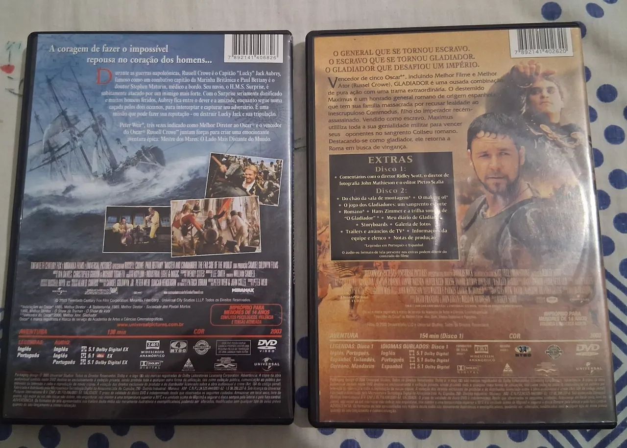LOTE DVDS - MESTRES DOS MARES + GLADIADOR (DUPLO) - Foto 3