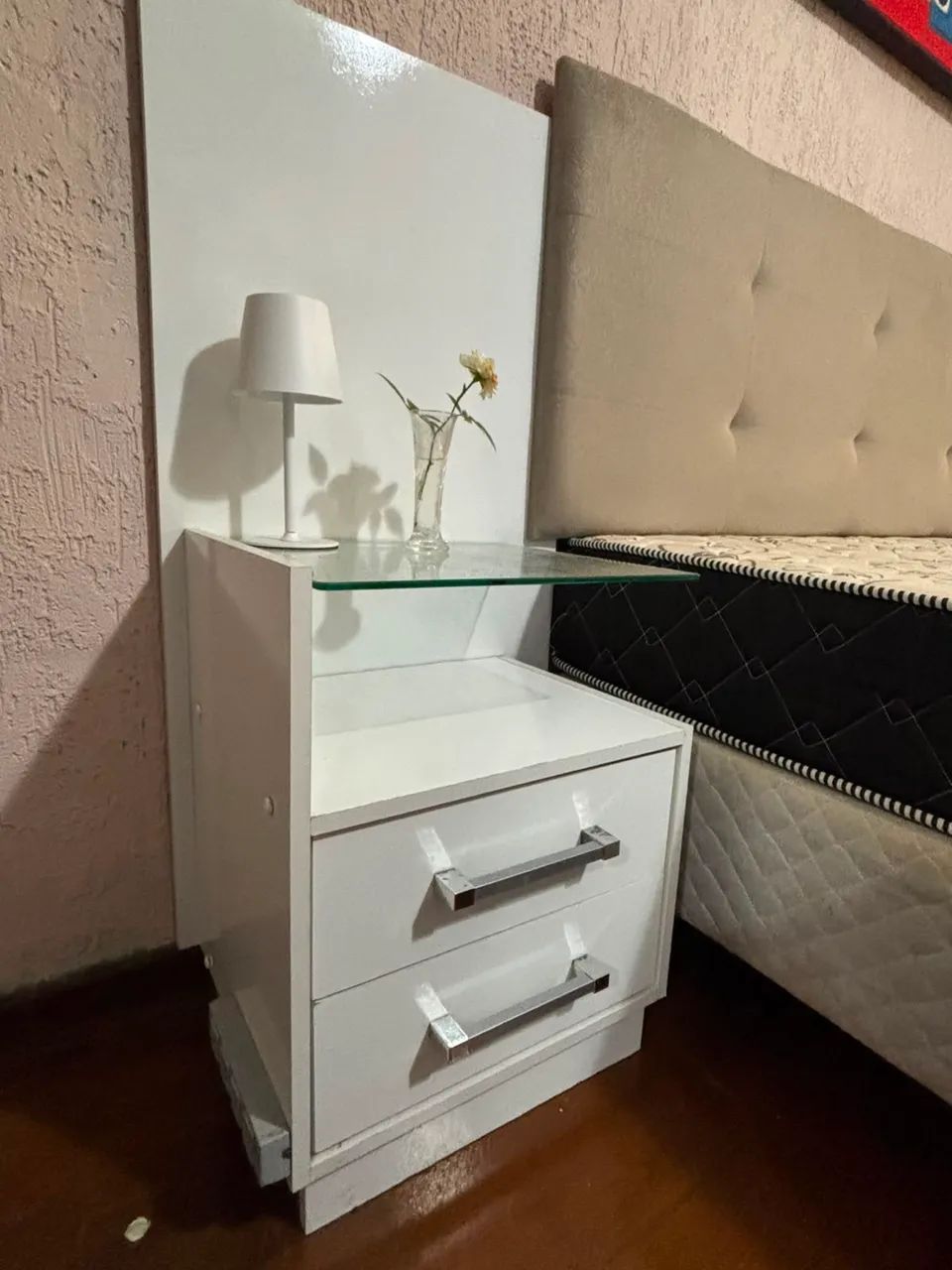 Conjunto Queen: Cama Box colchão espuma D45  + 2 Mesas de Cabeceira - ENTREGA GRÁTIS  - Foto 2