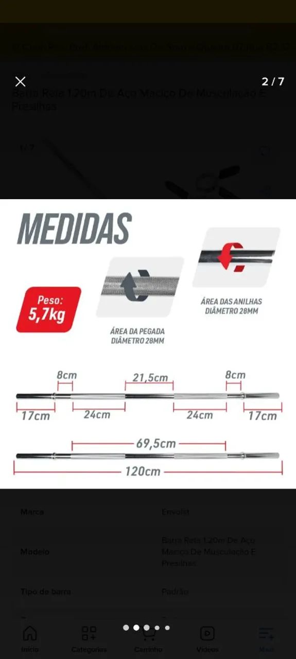 Barra Maciça 1,20m - Foto 4