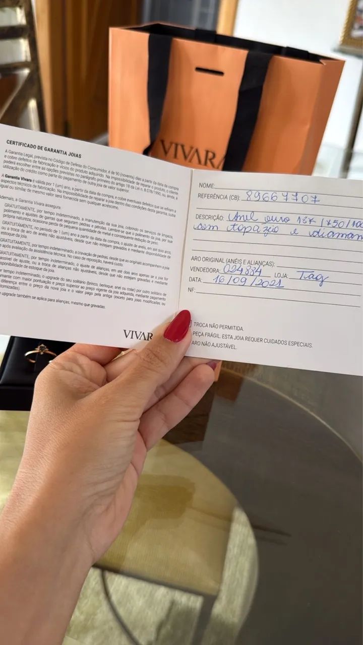 Anel Vivara Ouro Rosé 18K com Topázio London e 4 Diamantes.  Aro 13/14 - Foto 5