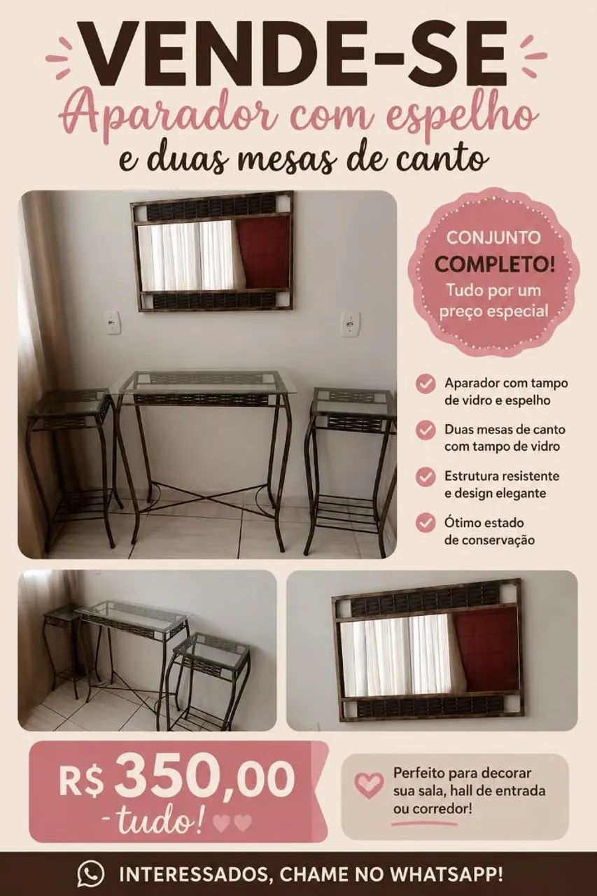 Vendo mesinhas com aparador e espelho 