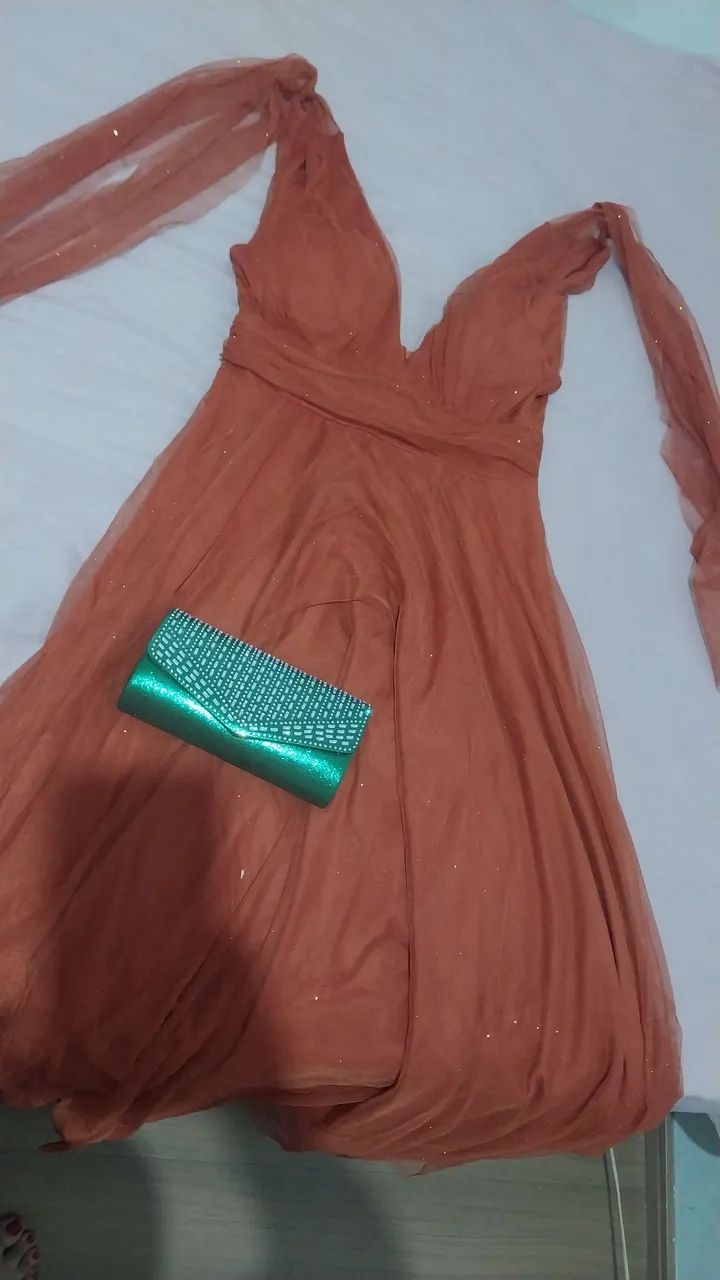 Vestido terracota e bolsa  - Foto 2