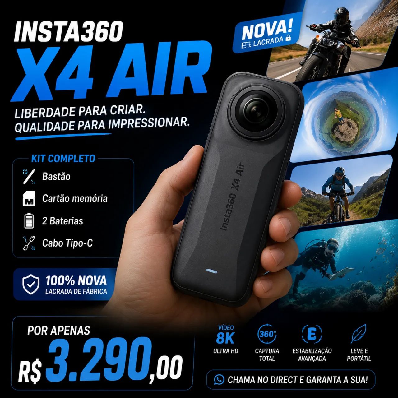 Câmera insta 360 x4