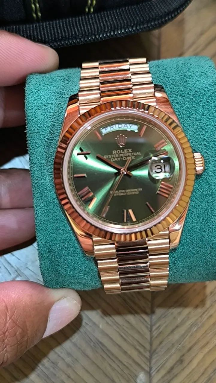 Rolex Day Date Rose Green Clone - Foto 5