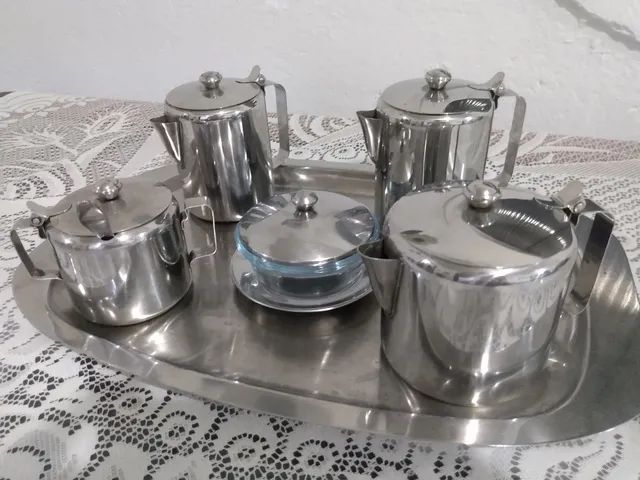 Jogo para cha e cafe quatro estacoes aco inox 7 pcs viel