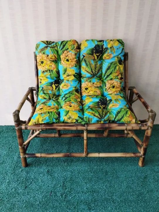 sofá de bambu namoradeira dois lugares varandas jardim - Foto 4