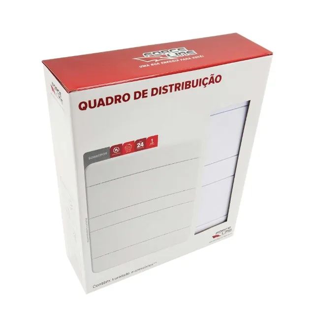 Quadro de Distribuição Para Sobrepor Din Branco Forceline Capacidade:24 disjuntores