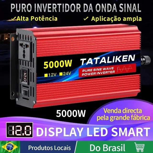 inversores senoidal de onda pura 12-24/220v - 1000/1600/3000/3500/5000/6000w - off grid