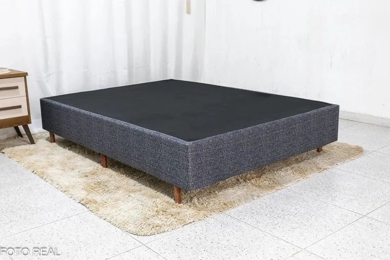 Base Casal Euro Cinza Pés em Madeira rf75