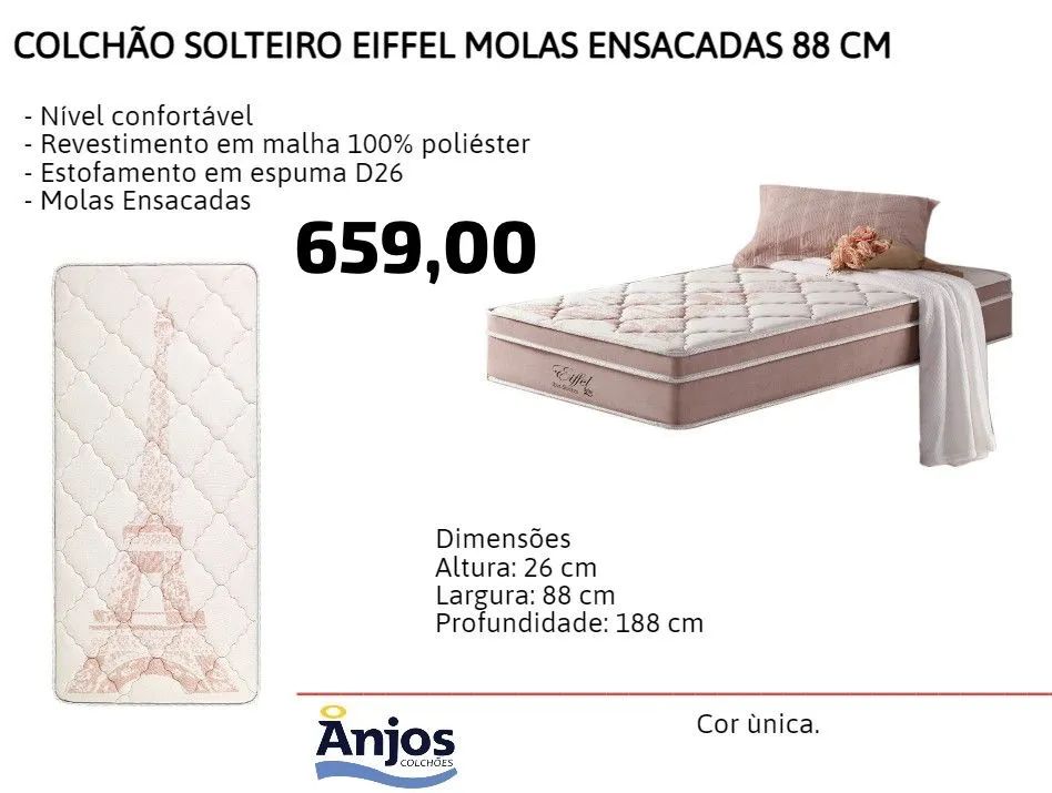 Colchão solteiro molas ensacadas 88cm - ENTREGA HOJE !!! 